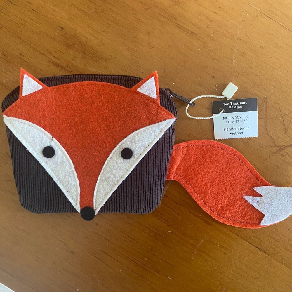 NWT! Ten Thousand Villages Fox Coin Purse